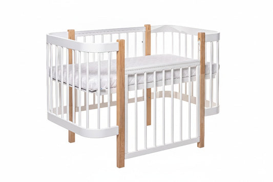 Baby Crib ELIN with Mattress - Natural/White