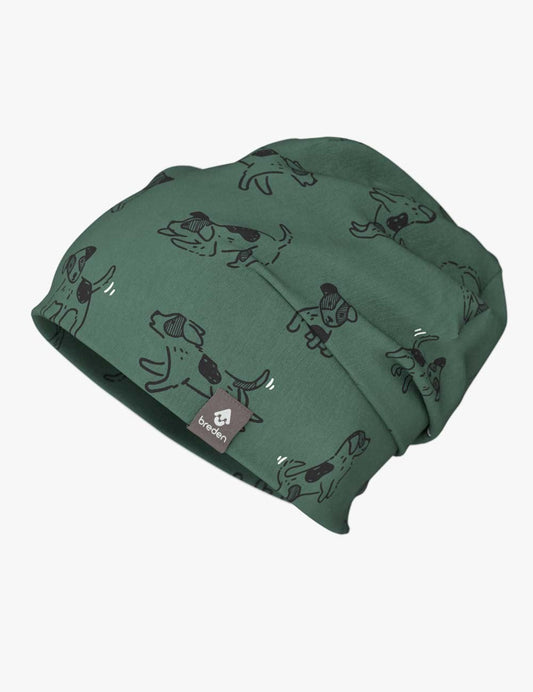 Cotton Beanie Hat With Folds DARGO - Green Dogs