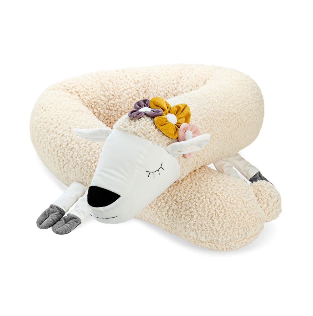Sheep with Floral Crown – Decorative Cuddle Pillow