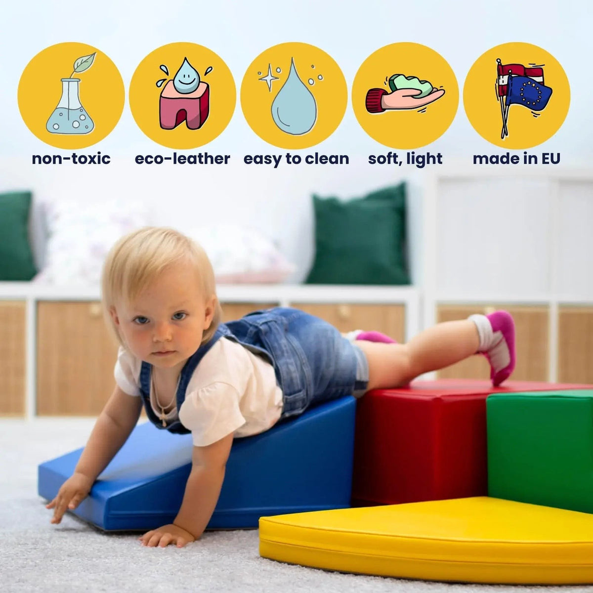 Soft Play 5 Foam Block Set - Light Pastel Corner Climber