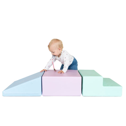 Soft Play 3 Foam Block Set - Soft Pastel Mini Climbie