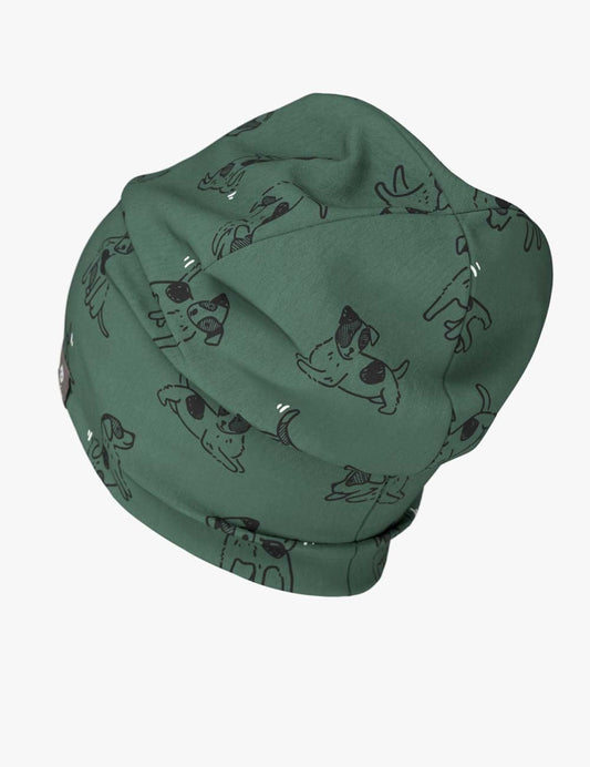 Kids Hat-Beanie For Autumn And Spring KLAUS - Green Dogs