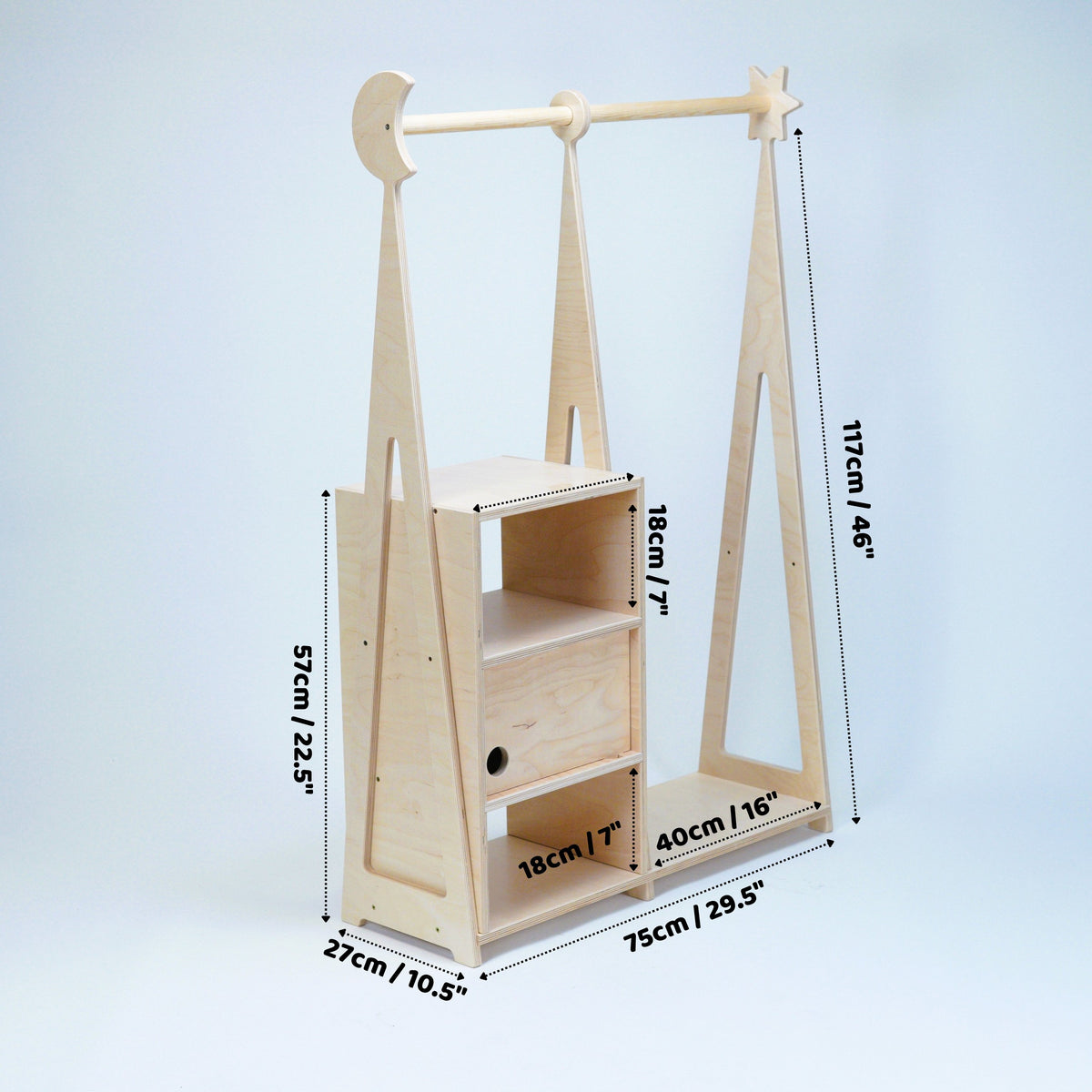 Montessori Wardrobe with Storage – Natural