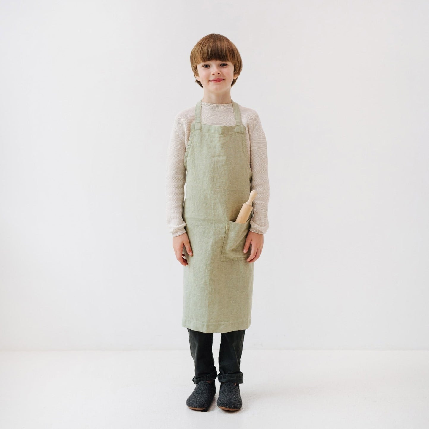Linen Daily Apron for Kids - Sage