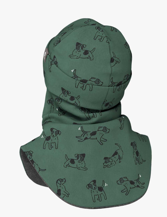 Merino Balaclava For Kids BREM - Green Dogs