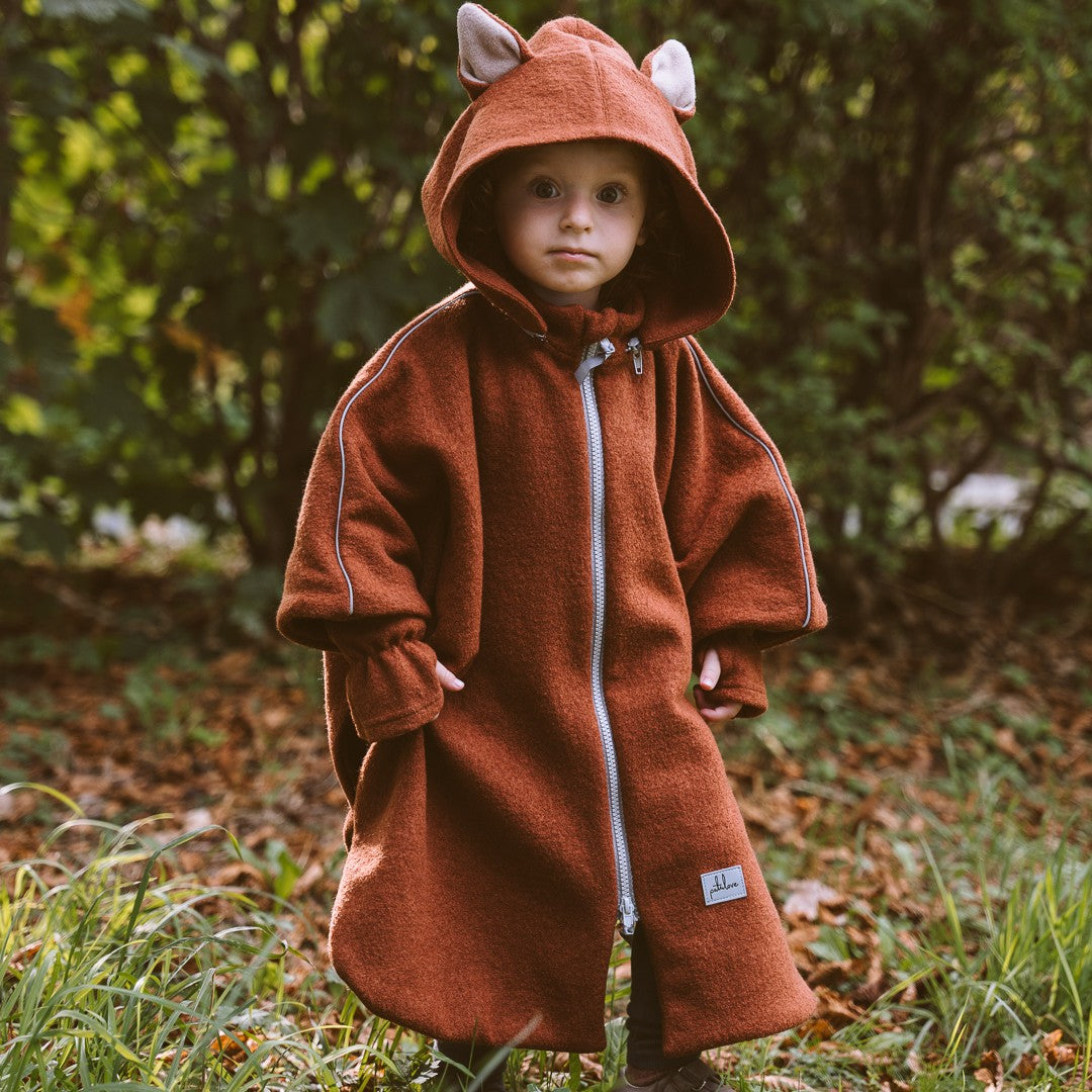 Merino Wool Car Poncho For Kids - Fox