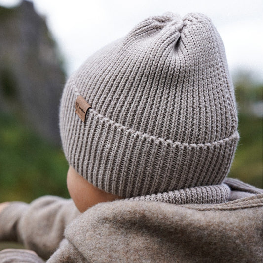 Winter Merino Wool Hat for Kids - Oat