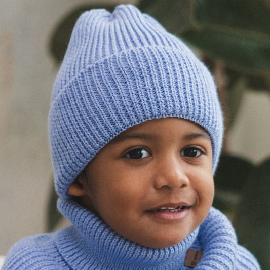 Winter Merino Wool Hat for Kids - Sky Blue