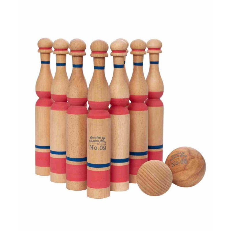 Wooden Bowling Pins - Red