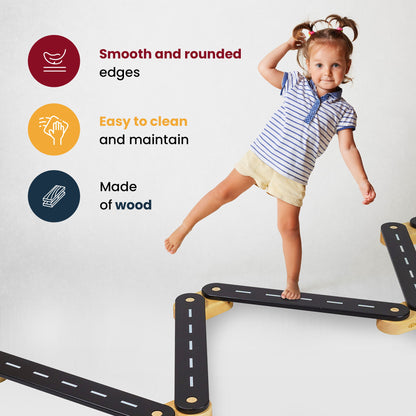 Wooden Balance Beam - 5 Elements