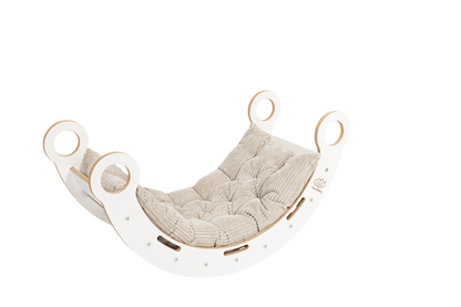 White Wooden Dream Rocker with Pillow, Slide and Ladder - Medium