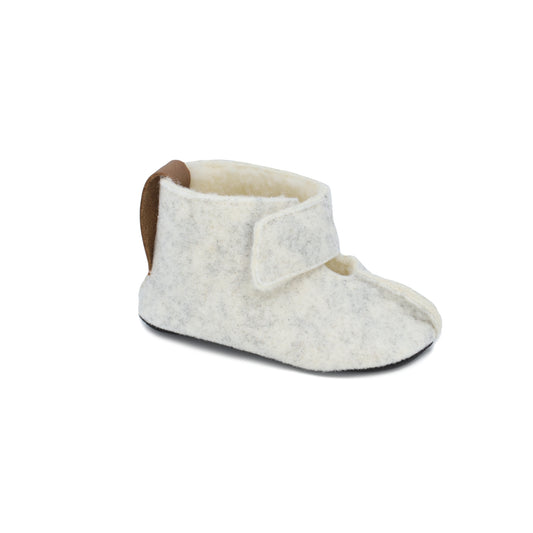 KAKU Kids' Slippers with Sheep's Wool & Felt - White