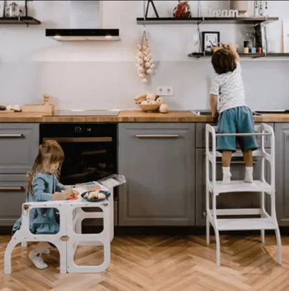 STEP'n'SIT® Convertible 2-in-1 Helper Tower/Table With Support Legs - Grey