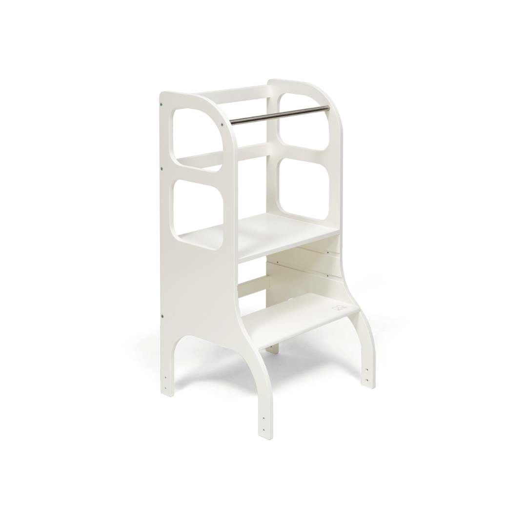 STEP UP Adjustable Height Helper Tower With Support Legs - White