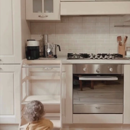 STEP UP Adjustable Height Helper Tower With Support Legs - White