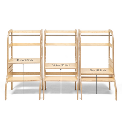 STEP UP Adjustable Height Helper Tower With Suppport Legs - Grey