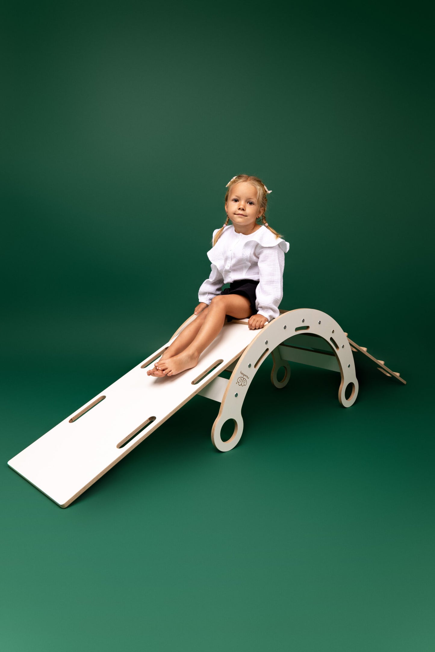 White Wooden Dream Rocker with Pillow, Slide and Ladder - Small