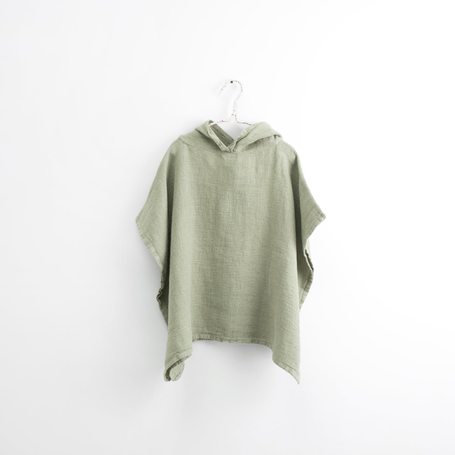 Linen Fine Waffle Poncho for Kids - Sage