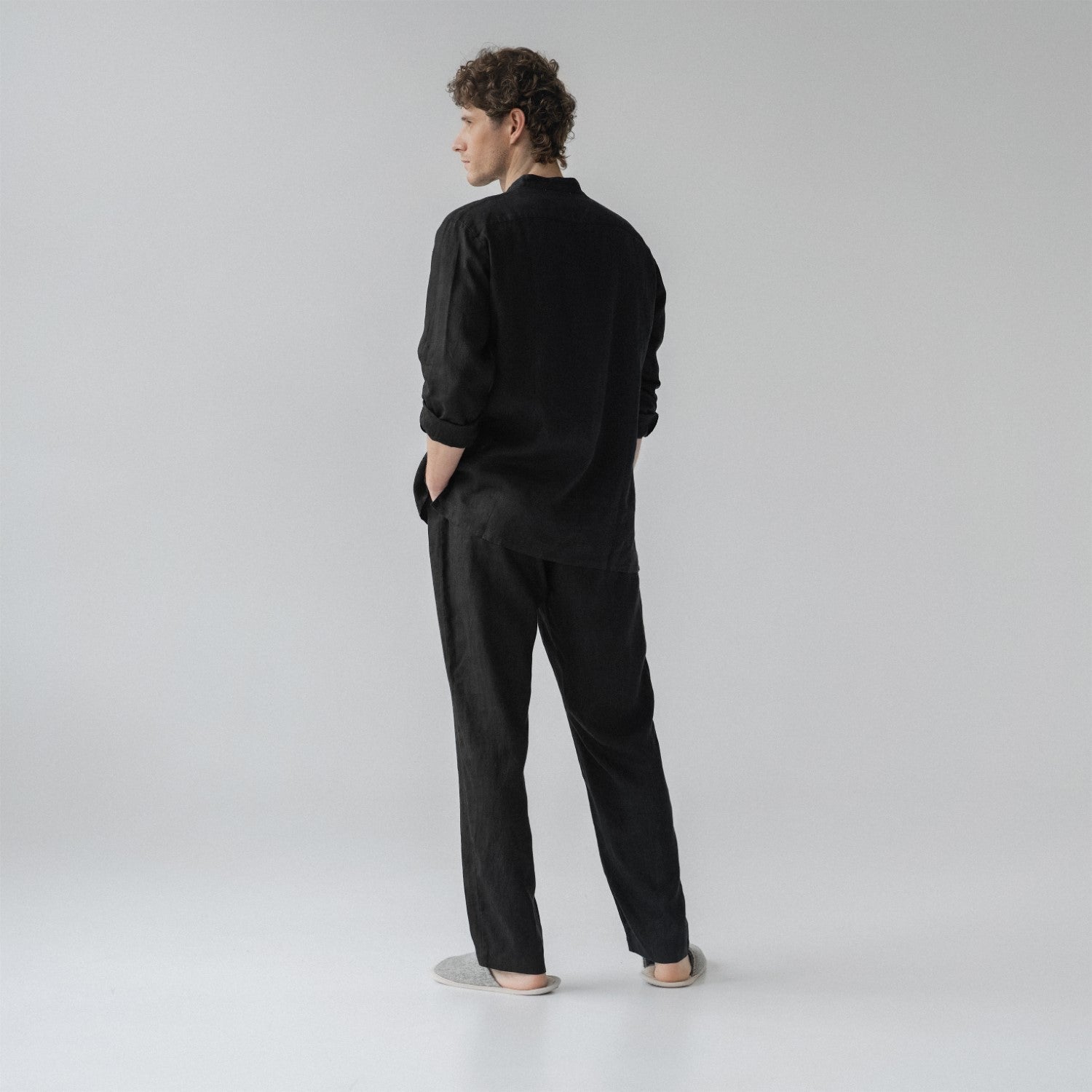 Linen Currant Loungewear Set - Black