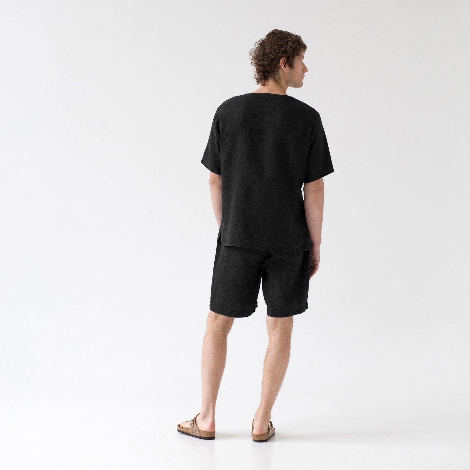 Linen Fern Pyjama Set - Black