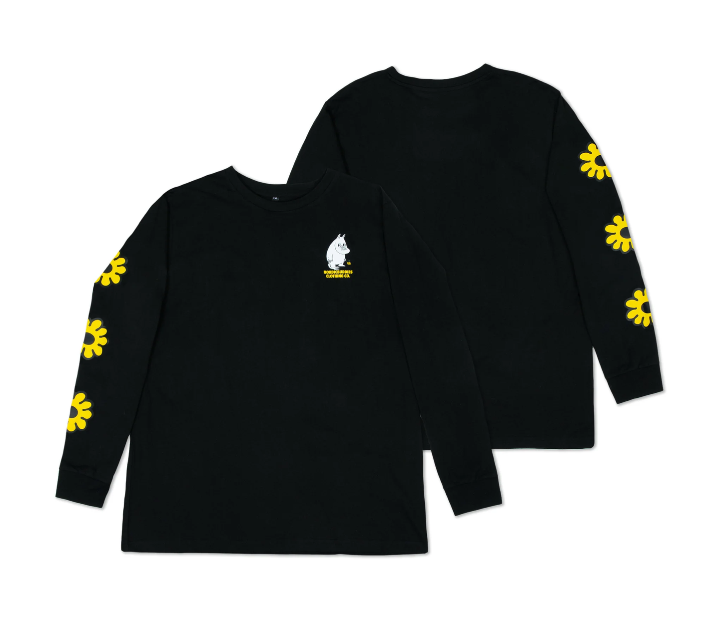 Moomintroll's Flower Longsleeve Shirt With Cuffrib Unisex - Black