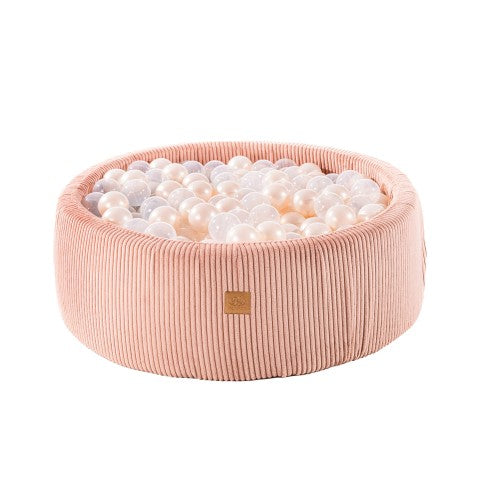 Round Ball Pit With 200 White Balls, 90x30cm - Aesthetic Pink