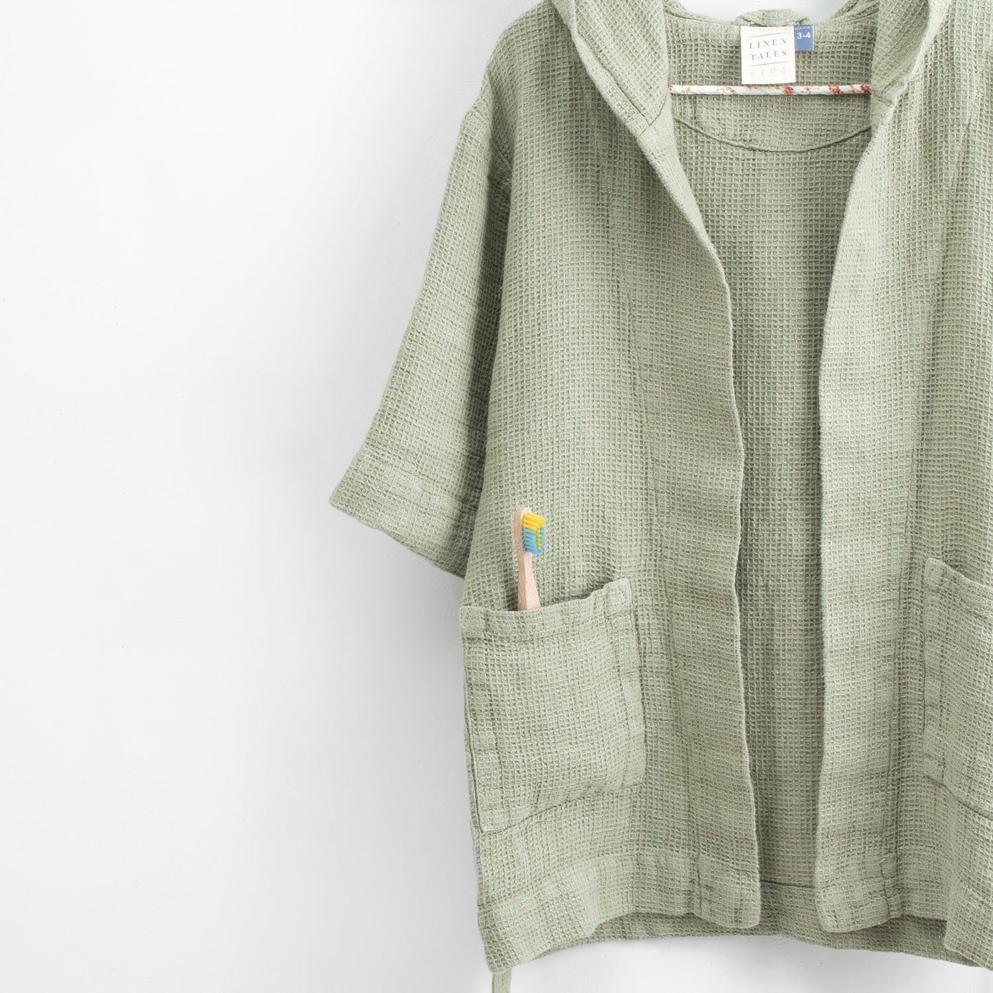 Linen Bathrobe for Kids - Sage