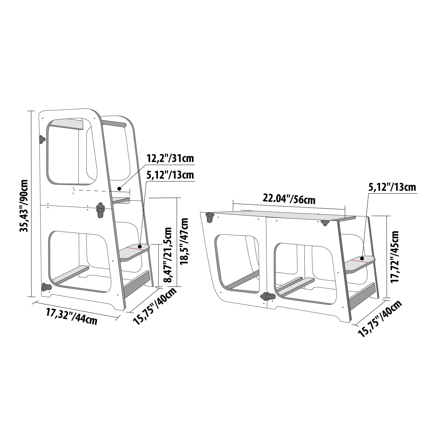 Transformable Kitchen Tower / Table & Chair