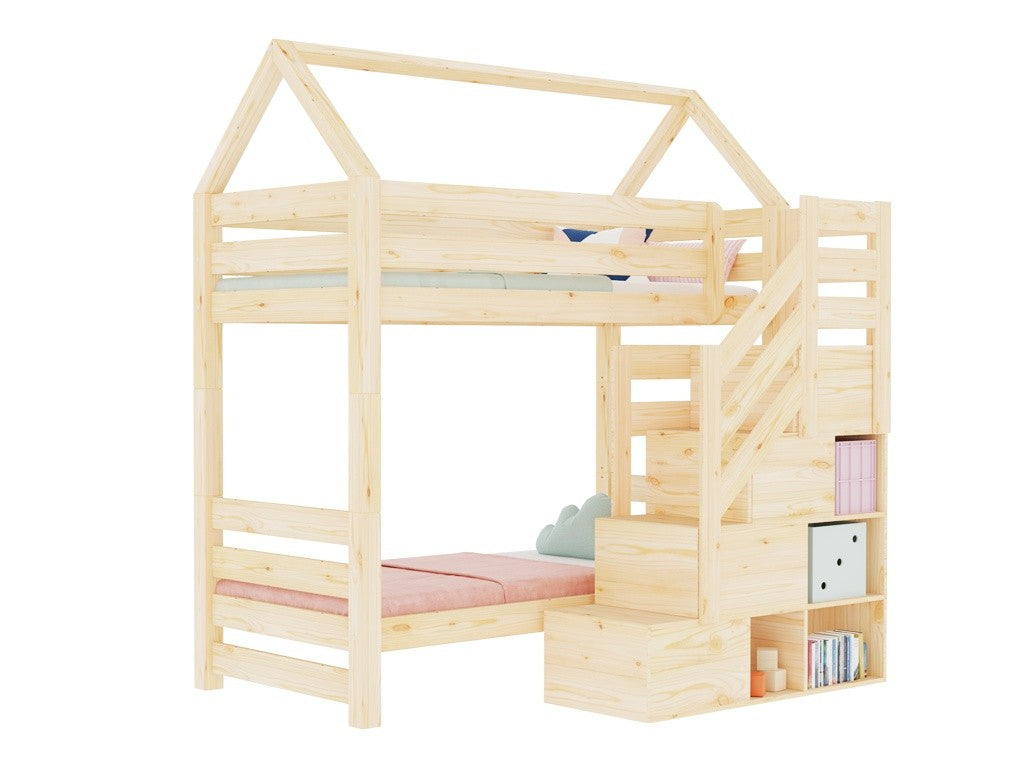 ALPY House Bunk Bed with Front Storage Stairs – 90 × 200 cm