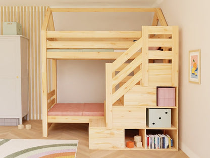 ALPY House Bunk Bed with Front Storage Stairs – 90 × 200 cm
