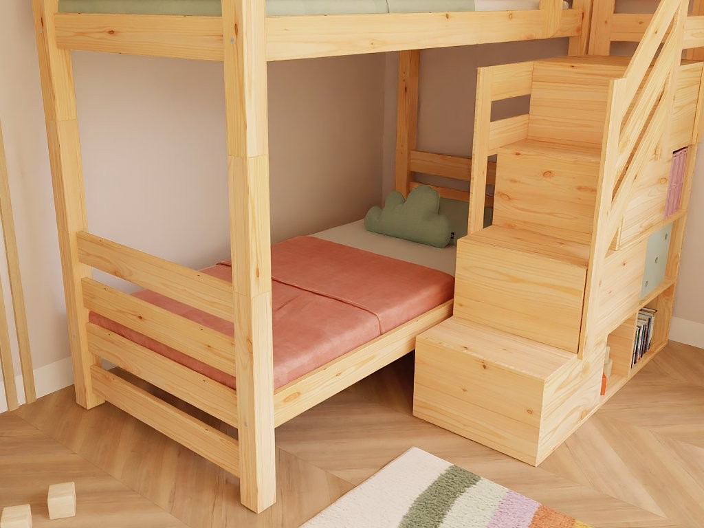 ALPY House Bunk Bed with Front Storage Stairs – 90 × 200 cm