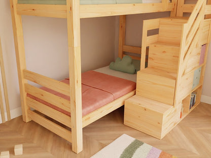 ALPY House Bunk Bed with Front Storage Stairs – 90 × 200 cm