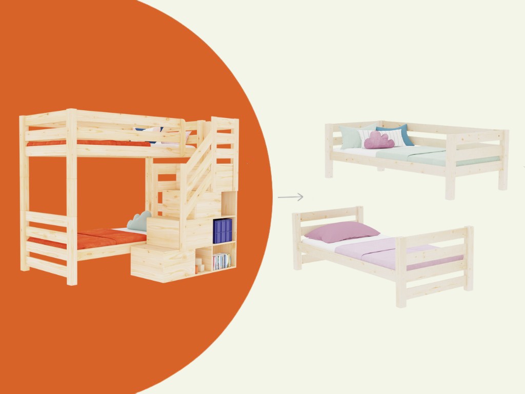 ATLAS Wooden Bunk Bed with Front Storage Stairs – 90 × 200 cm