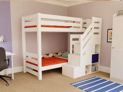 ATLAS Wooden Bunk Bed with Front Storage Stairs – 90 × 200 cm