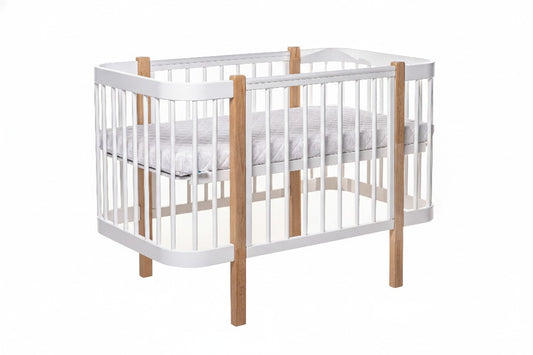 Baby Crib ELIN with Mattress - Natural/White