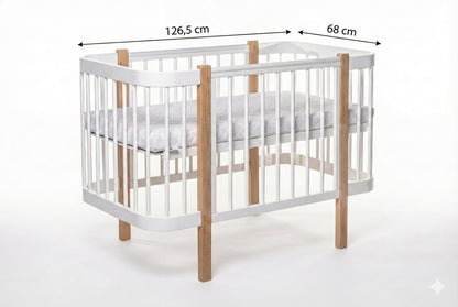 Baby Crib ELIN with Mattress - Natural/White