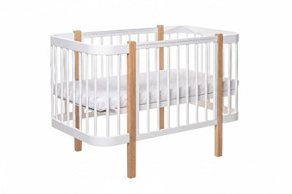 Baby Crib ELIN with Mattress - Natural/White