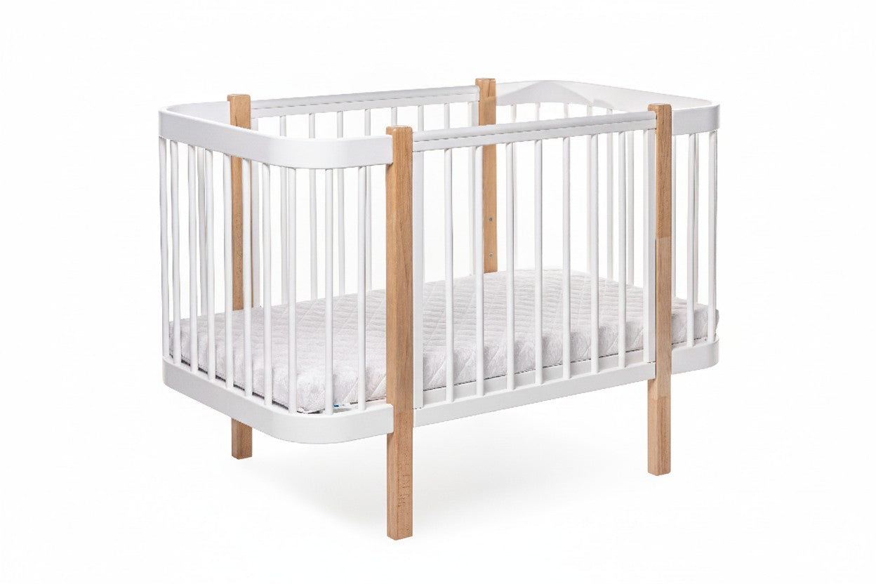 Baby Crib ELIN with Mattress - Natural/White