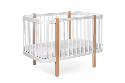 Baby Crib ELIN with Mattress - Natural/White