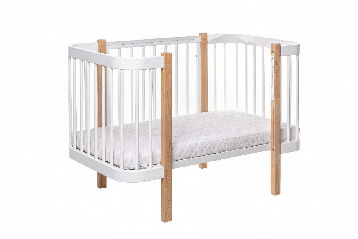 Baby Crib ELIN with Mattress - Natural/White