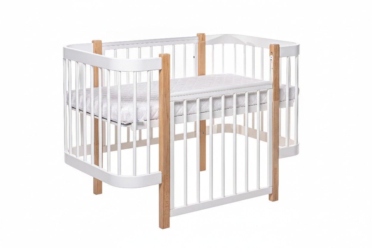 Baby Crib ELIN with Mattress - Natural/White