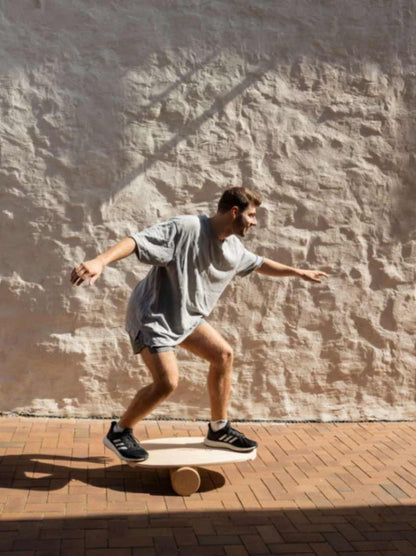 Round Balance Board With Exercise Roll - Side Logo