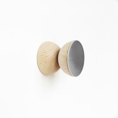 Beech Wood & Aluminium Wall Hook / Knob