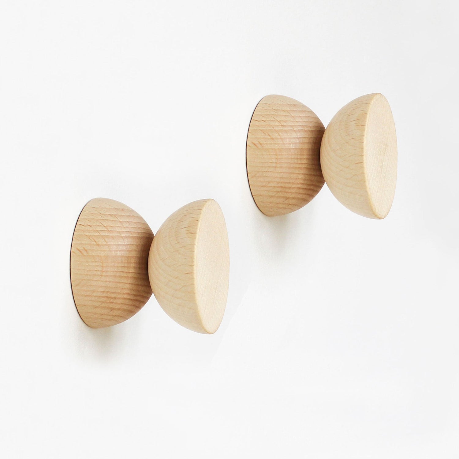 Beech Wood Wall Hooks / Knobs – 2 pcs