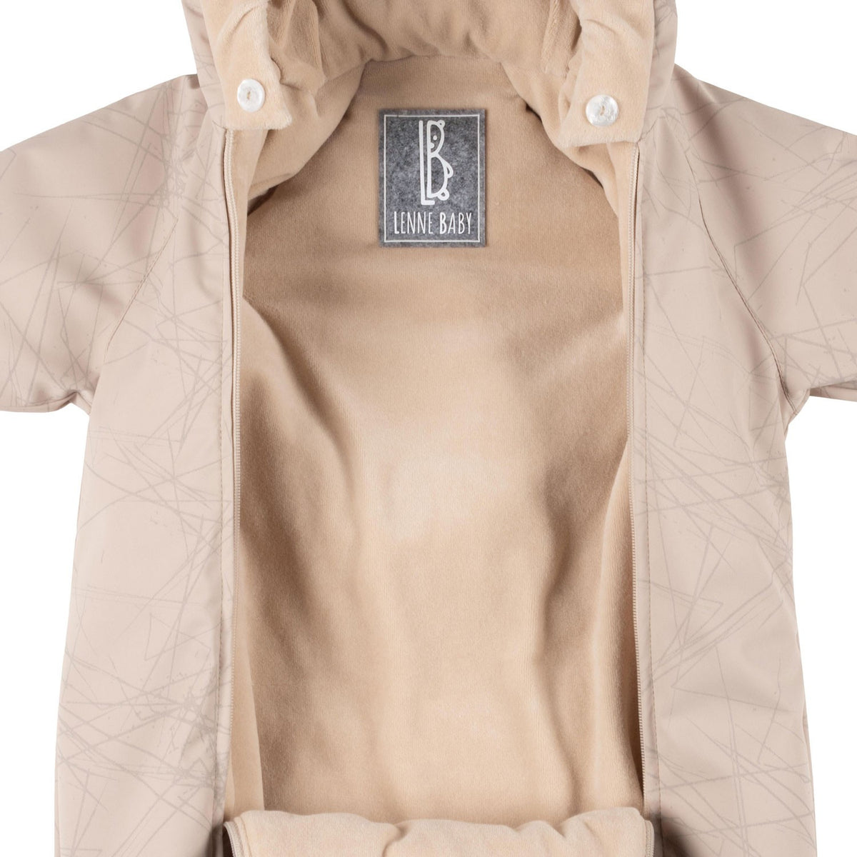 Beige Reflective Merino Wool-Lined Spring/Autumn Bunting Pram Suit