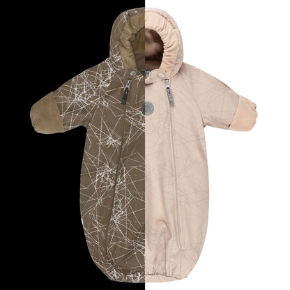 Beige Reflective Merino Wool-Lined Spring/Autumn Bunting Pram Suit