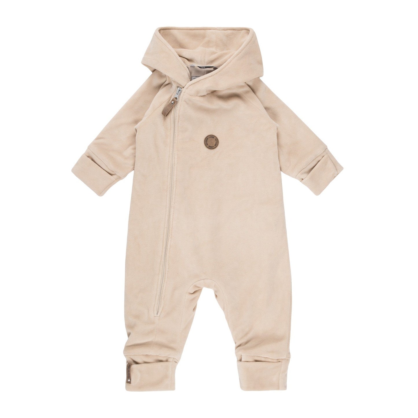 Beige Velvet Baby Overall with Merino Wool Lining