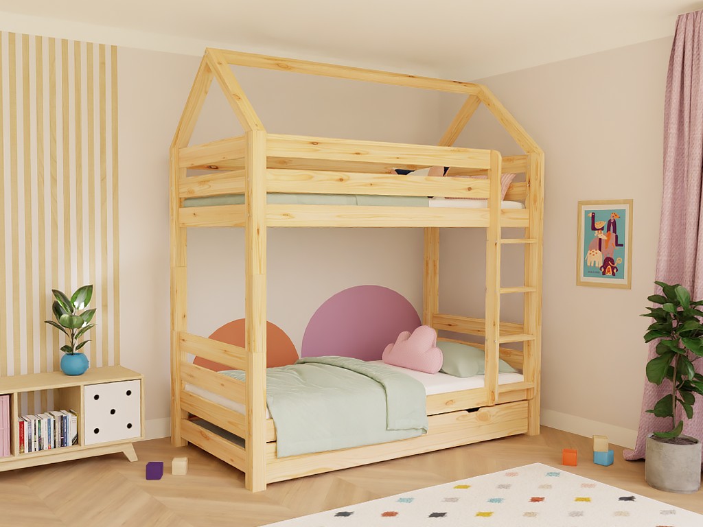 ALPY House Bunk Bed with Ladder – 90x200 cm