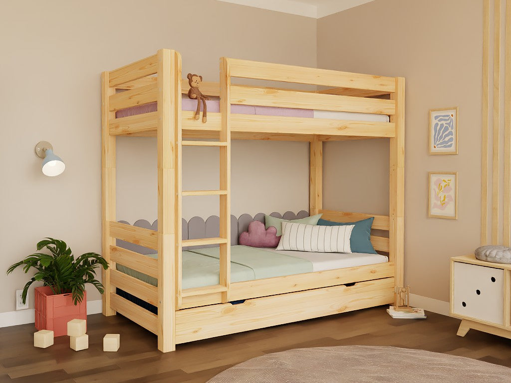 ATLAS Wooden Children's Bunk Bed – 90 × 200 cm