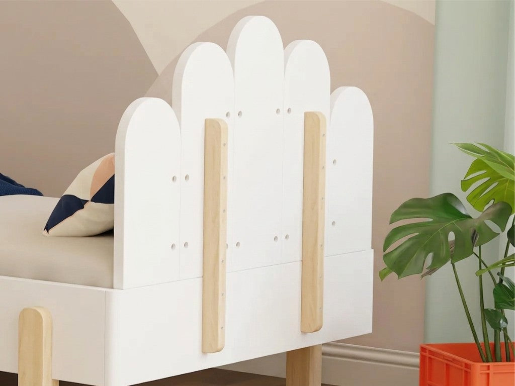 NOVA Wooden Single Bed with Arched Headboard – 90 × 200 cm